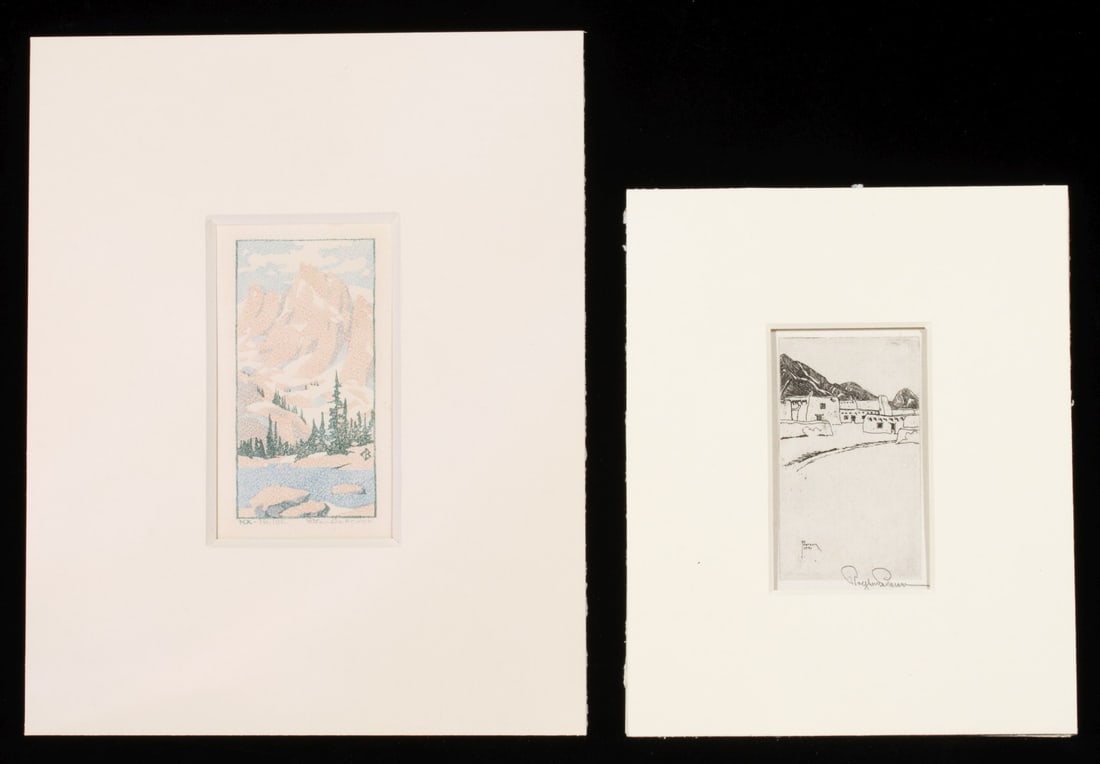 D. BABCOCK AND R. PEARSON PENCIL SIGNED PRINTS (2): 1. Dean Babcock (1888-1969) XX - No. 196. The color woodblock print signed in pencil by the artist lower right. 2. Ralph M Pearson (1883-1958) Untitled (1921). The etching signed by the artist in