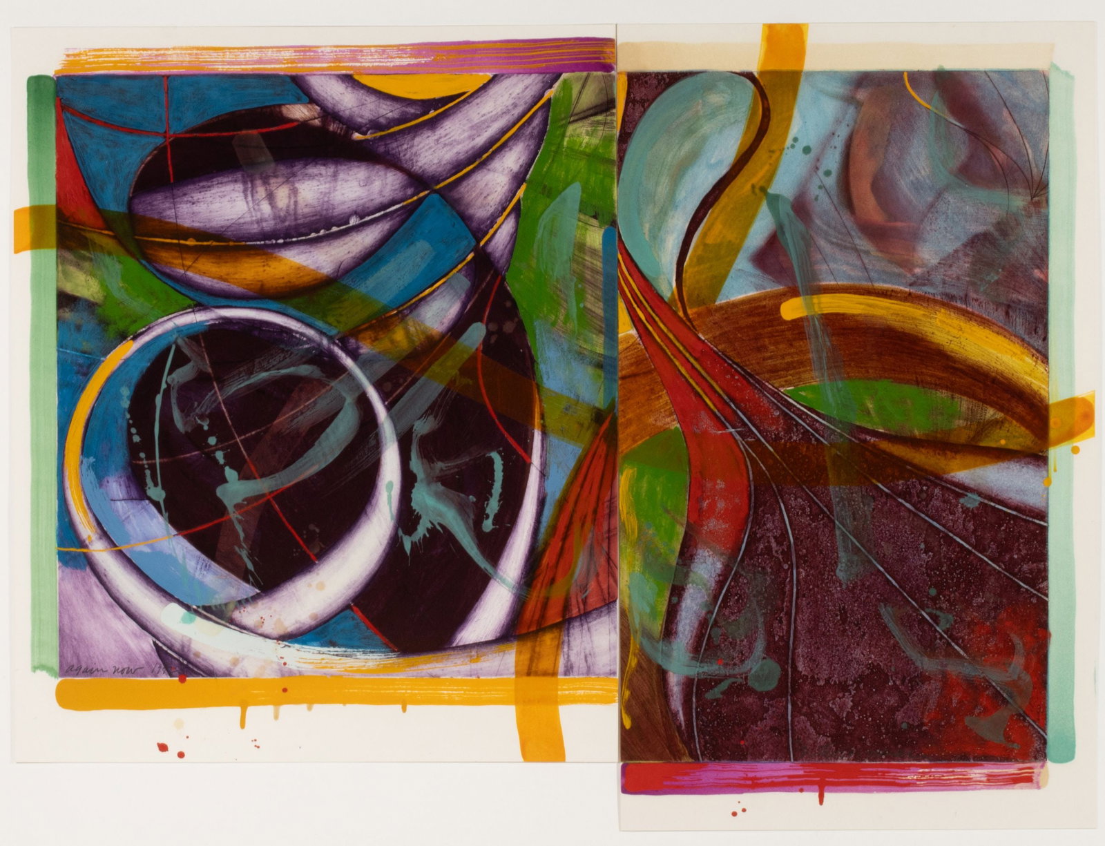 STEVEN SORMAN (B. 1948) DIPTYCH ETCHING WITH COLOR (1 of 12)