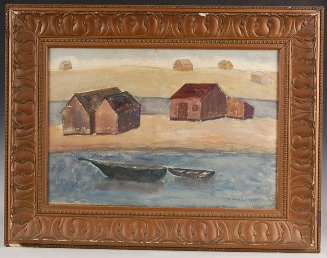 ABRAHAM WALKOWITZ (1878 - 1965) WATERCOLOR ON PAPER: Watercolor on paper; sight measurements of 14.5 x 21 inches with an overall framed measurement of 21.75 x 28 inches