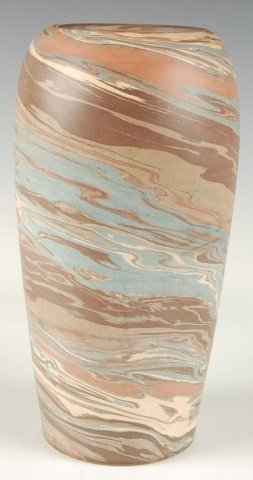 NILOAK 9.5 INCH MISSION WARE ART POTTERY VASE: With impressed marking, measures 9.5 x 4.75 inches.