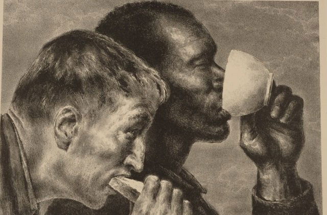 JOSEPH HIRSCH (1910-1981) PENCIL SIGNED LITHOGRAPH: Titled 'Banquet.' 9-3/4 x 13-3/4 inch image field, 12 x 16 inch sheet. Signed lower right. Includes AAA label.