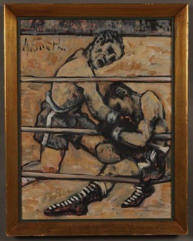 ARTHUR SMITH (AMERICAN D. 1972) OIL ON BOARD: The work measures 24.5 x 18.75 inches, 27.5 x 21.75 inch frame.