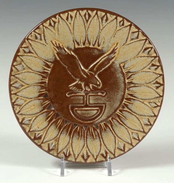 FRANKOMA TRIVET WITH THE HARRY DARBY RANCH BRAND: Inscribed to the Kansas Cow Belles. Measures 6 inches in diameter.