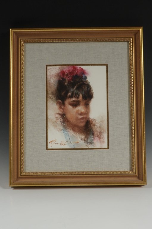 RAMON KELLY (born 1939) PASTEL ON PAPER: Signed lower left. Sight size measures 10 x 7.25 inches, and including the frame, measures 18.5 x 15.75 inches overall.