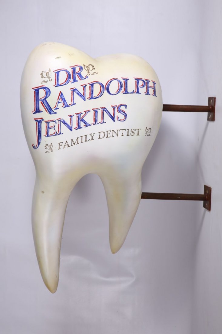 DR. RANDOLPH JENKINS DENTIST TRADE SIGN, C. LATE 20TH