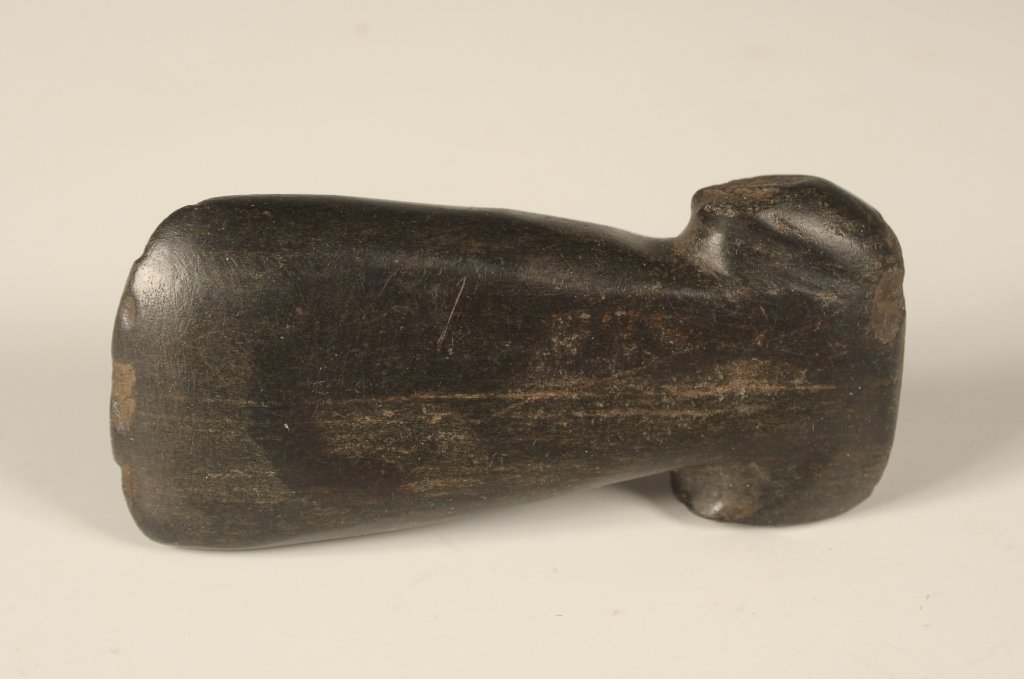 PREHISORIC STYLE POLISHED STONE CERIMONIAL BLADE: Measures 4.25 inches long. Age unknown.