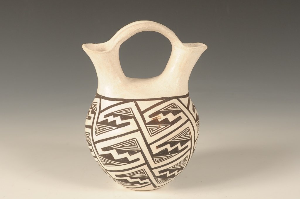 MARIE Z. CHINO ACOMA WEDDING VASE: Signed under the base. Measures 8 x 5 inches.