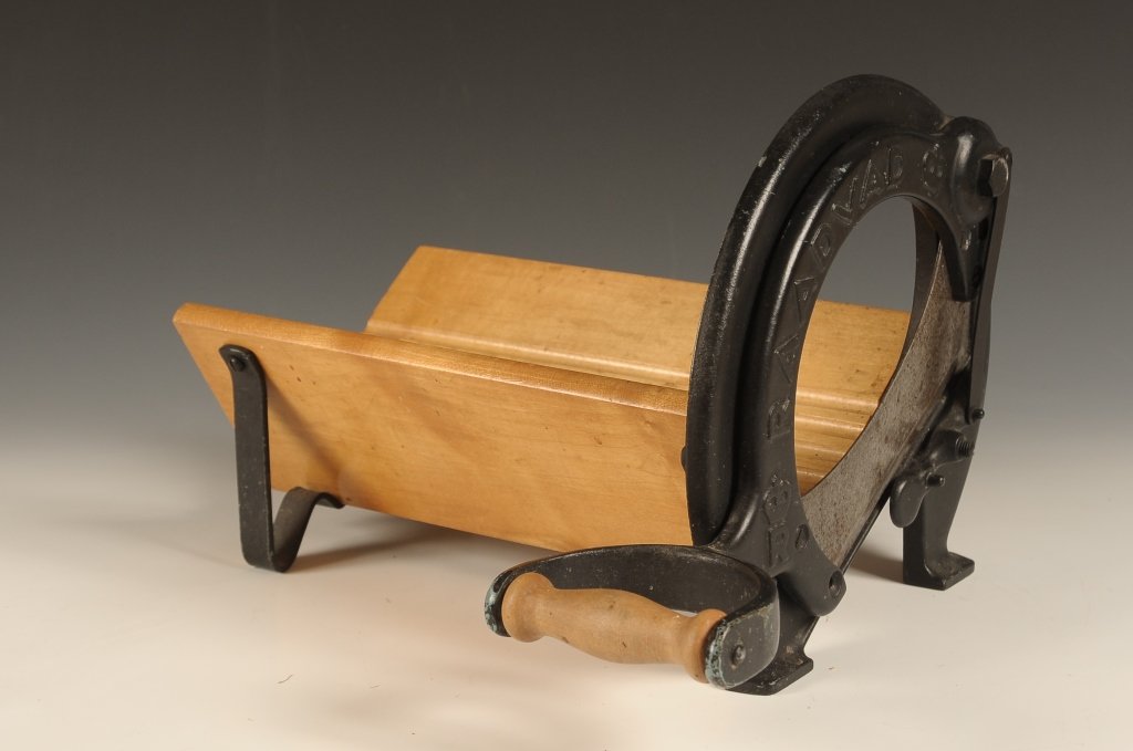 CAST IRON AND WOOD BREAD SLICER CIRCA 1920