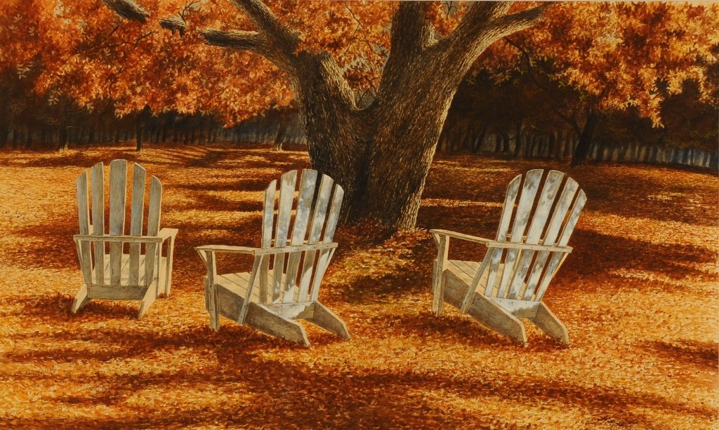 WATERCOLOR ON PAPER SIGNED JOHN MITCHELL: Titled 'In the Shade', signed lower right. Measures 17.5 x 29 inches.