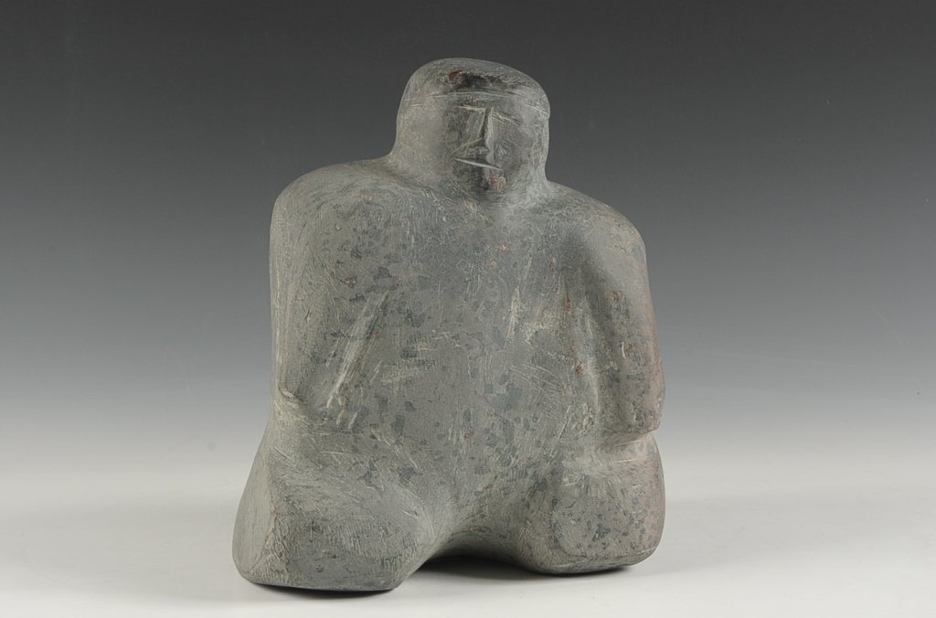 ALASKAN INUIT STONE CARVING: Unsigned. Measures 10 x 8.25 x 6 inches.