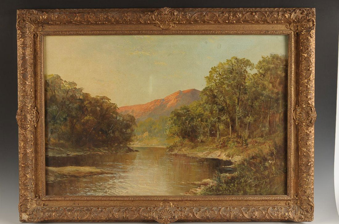 GRAHAM WILLIAMS (19TH CENTURY) OIL ON CANVAS: Signed lower left. Measures 19.25 x 29.25 inches; 25.5 x 35.5 inch frame. Canvas reverse with ink stamp 'Copyright strictly reserved.