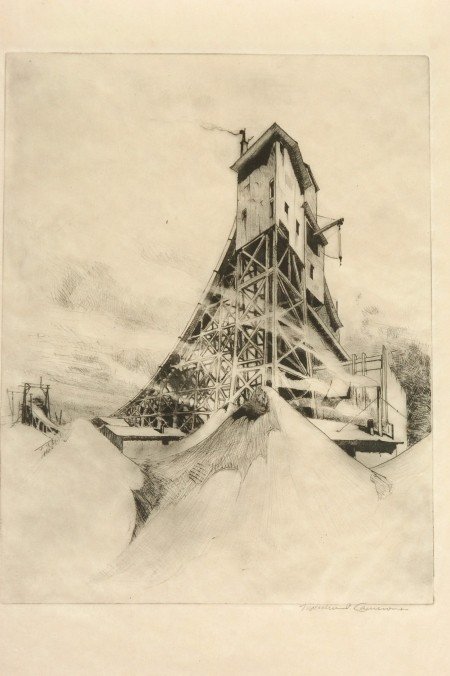 MALCOLM CAMERON PENCIL SIGNED ETCHING: Malcolm Cameron (1902-1975). Signed lower right. 9.75 x 7.75 inch image field, 13 x 10.5 inch sheet.