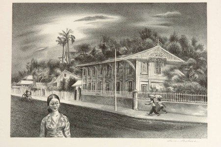 AARON BOHROD PENCIL SIGNED LITHOGRAPH: Aaron Bohrod (1907-1992). Pencil signed lower right, 9-1/8 x 13-1/8 inch image field, 12 x 16 inch sheet.