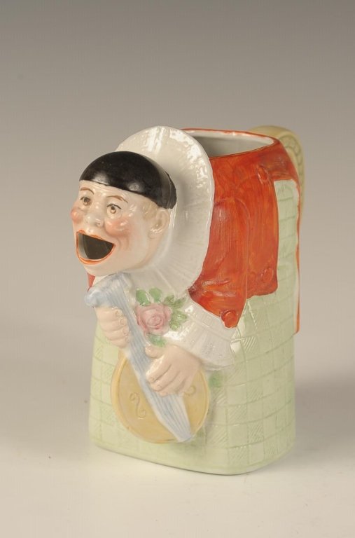 SCHAFER & VATER TROUBADOUR COLOR PITCHER: Impressed mark, measures 5 x 5.75 x 3 inches. Please note that this item will be shipped by our in-house shipping department and is subject to a 14 day return policy guarantee. If any piece in this lo