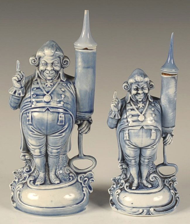 SCHAFER & VATER DOCTOR FLASKS IN BLUE: Faint impressed marks, measure 7 x 3 inches and 7.75 x 3.5 inches. Please note that this item will be shipped by our in-house shipping department and is subject to a 14 day return policy guarantee. If