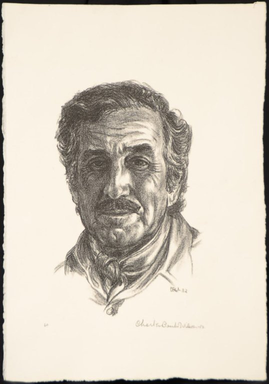 CHARLES BANKS WILSON (1918-2013) PENCIL SIGNED: Self portrait, numbered 60 lower left, signed and dated 1982 lower right. 9 x 5.75 inch image field, 13.5 x 9.5 inch sheet.