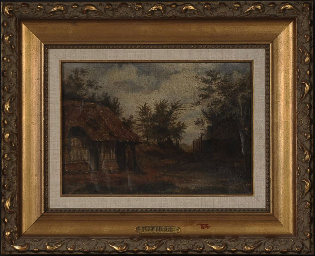 PAUL HUET (1803-1869) OIL ON CANVAS: Unsigned, measures 9.25 x 13.25 inches, and including the frame measures 17 x 21 inches. Plus a small Italian School gouache on paper.
