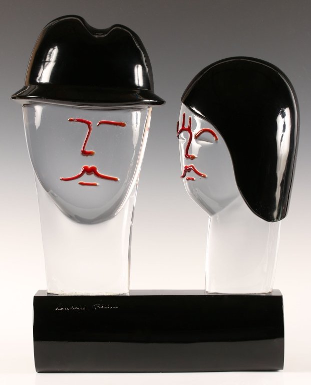 LOREDANO ROSIN (1936-1992) MURANO GLASS SCULPTURE: Signed on the upper left of the base, measures 20 x 13.75 x 5 inches.