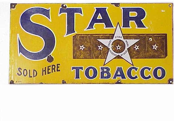 Star Tobacco Porcelain Advertising Sign