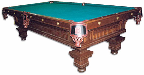 The Jewel Antique Pool Table by Bunswick: The Jewel Antique Pool Table by Bunswick Balke Collender, circa 1895. This is an exqisite, restored, nine foot table with a carved "fishscale" design throughout. It is accompanied by a custom made mat