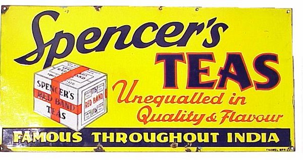 Spencer's Teas Porcelain Sign 15 X 30 in