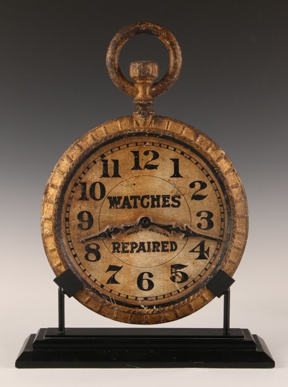 A GOOD CAST IRON POCKET WATCH TRADE SIGN CIRCA 1880s