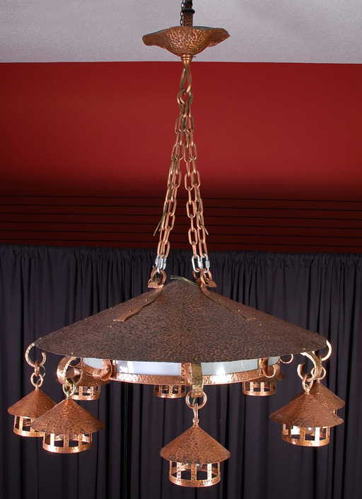 Fred Harvey Hammered Copper Chandelier Barstow Ca