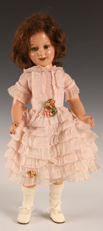IDEAL DEANNA DURBIN COMPOSITION DOLL: Measures 18 x 6.5 inches.