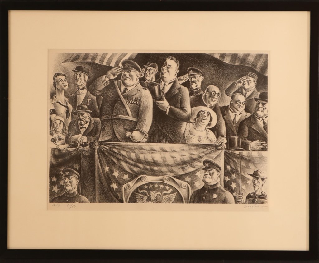 RUSSELL THEODORE LIMBACH (1904-1971) PENCIL SIGNED: Dated 1934, edition 40/50 lower left, signed lower right, image size 9.75 x 14.25 inches, frame measures 17 x 21 inches.