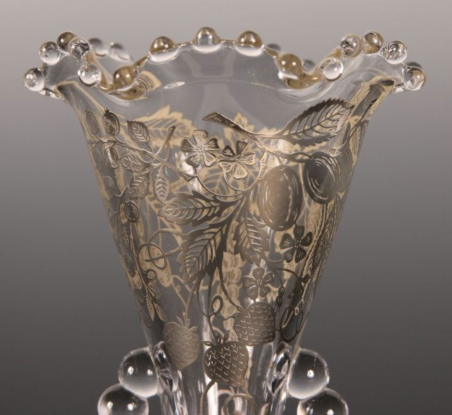 IMPERIAL CANDLEWICK VASE WITH SILVER OVERLAY Lot 38