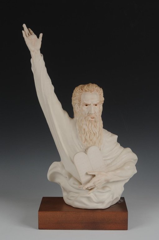 CYBIS 'MOSES, THE GREAT LAWGIVER' BUST, LIMITED EDITION: Limited edition of 750, signed on the back and numbered #254, wooden base, measures 19 inches.