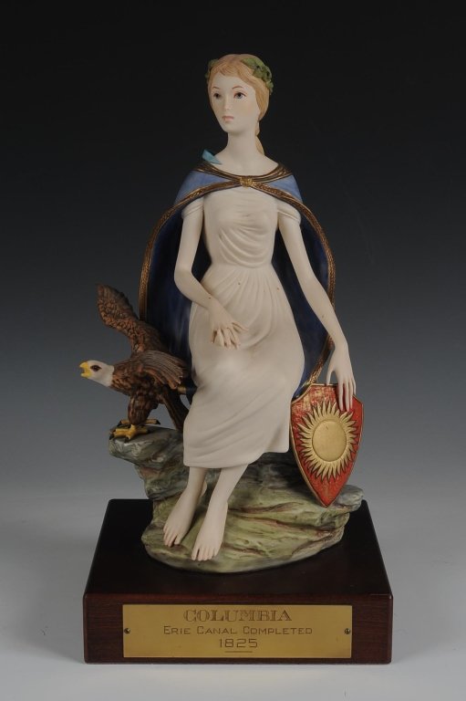 1967 CYBIS PORCELAIN 'COLUMBIA', LIMITED EDITION: Limited edition, signed, numbered #1825 and dated 1967 on the back, on a wooden base with an etched brass plate, measures 15 inches.