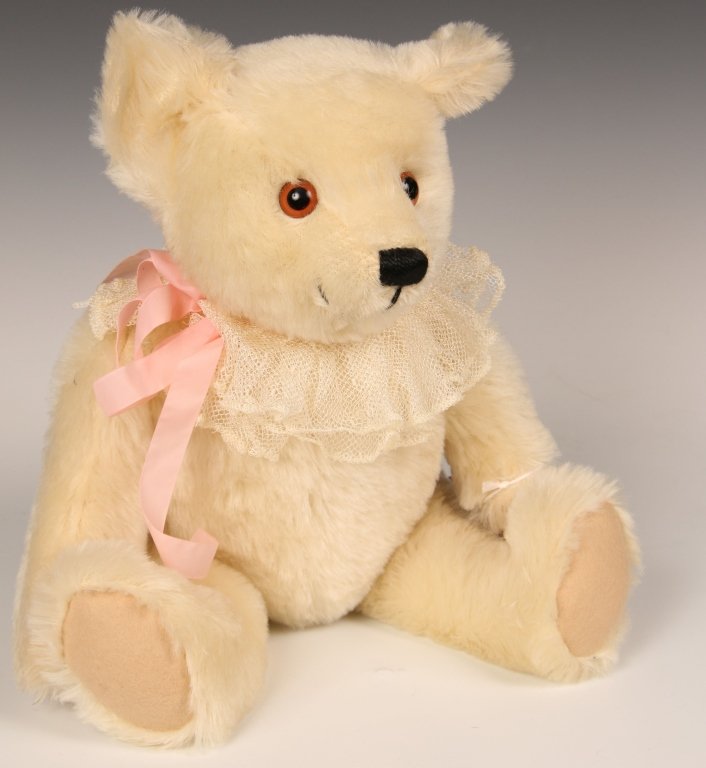 STEIFF OPHELIA LIMITED EDITION BEAR WITH BOX: 1983 Ophelia bear with tutu by Michele Durkson Clise, 0225/42, button in ear, pink label on the leg, paper hand tag, with original box.
