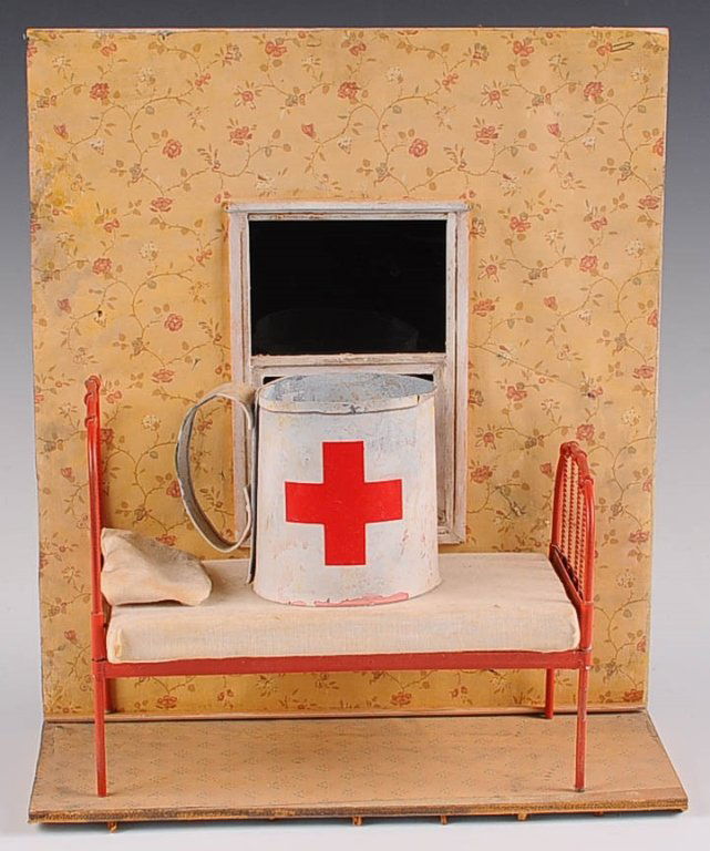 DOUG SCHWIETERT DIORAMA OF FOUND OBJECTS: Titled 'Charity Has No Blanket', measures 12 x 10.5 x 5.25 inches. Doug Schwietert has exhibited widely around KC and has been a regular in many First Friday galleries.