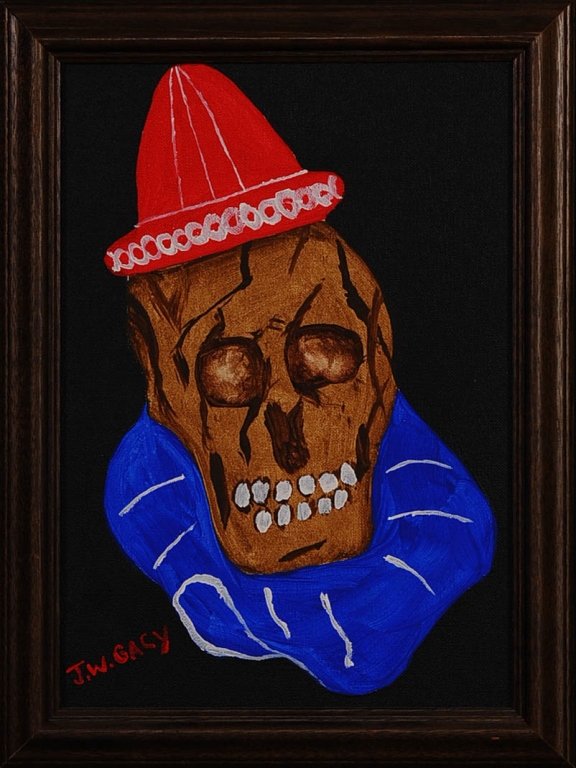 JOHN WAYNE GACY (1942-1994) OIL ON PANEL: Signed lower left, panel measures 10 x 14 inches, frame measures 16.25 x 12.25 inches.
