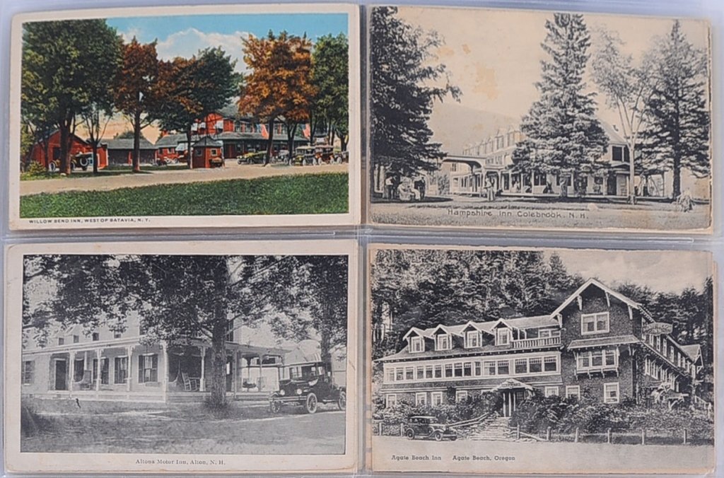 243 DESTINATION POST CARDS FEATURING INNS & HOTELS: 243 vintage post cards.