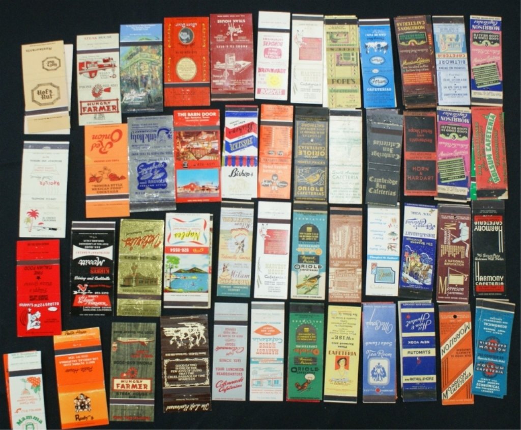 DINER & BURGER ADVERTISING MATCH BOOK COVERS: A collection of vintage match book covers.