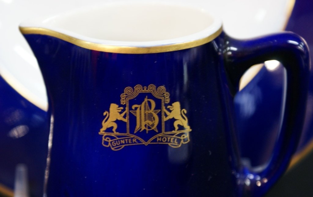 VINTAGE GUNTER HOTEL SAN ANTONIO RESTAURANT CHINA: Group ranging in size from 2.5 x 3.5 inches, up to 8.5 inches in diameter.