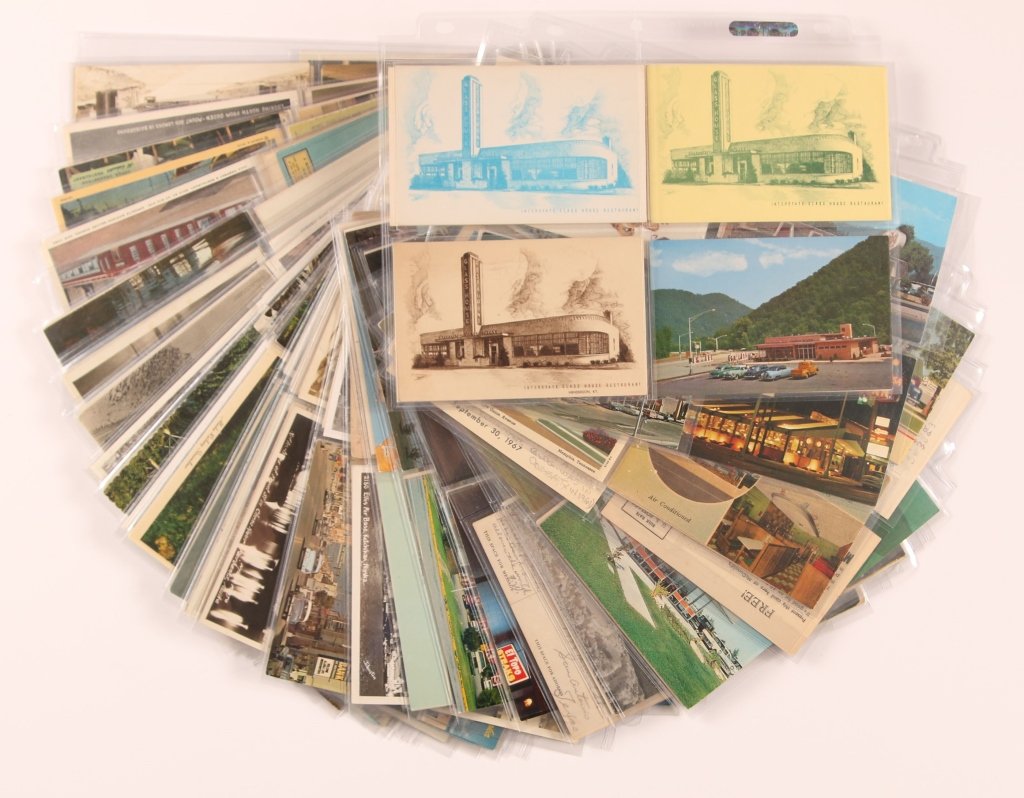 194 VINTAGE POST CARDS DINERS, FAST FOOD, ALASKA & MORE: 194 vintage post cards of diners, fast food, lodges, Alaskan attractions and scenery, sports, ships, and more.