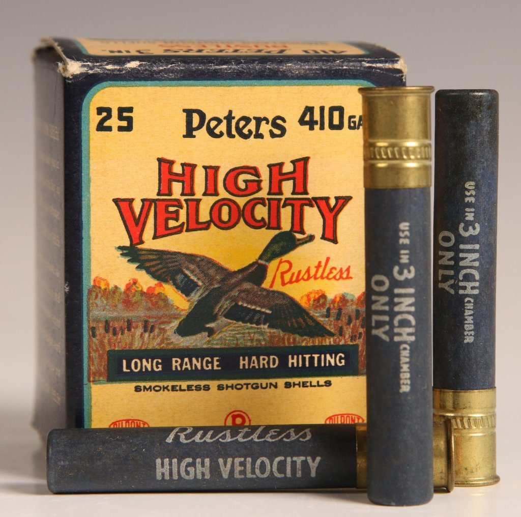 VINTAGE 410 GAUGE SHOTGUN SHELL BOX WITH DUCK GRAPHIC Mar 08, 2015