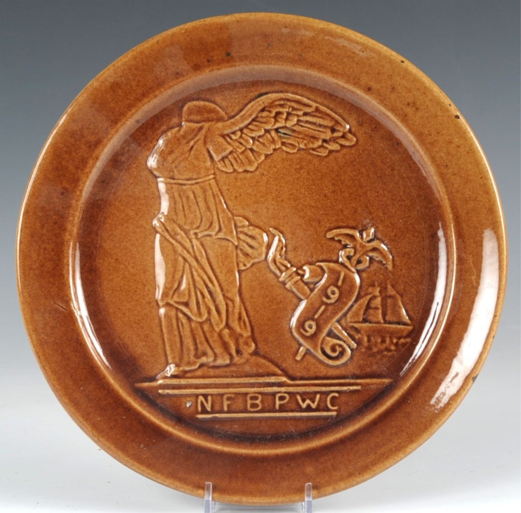 FORT HAYS KANSAS STATE COLLEGE POTTERY PLATE: For the National Federation of Business Professional Women's Club 1919. Measure 9 inches diameter. We ship in-house for all but very large and or very fragile items and some international shipments.