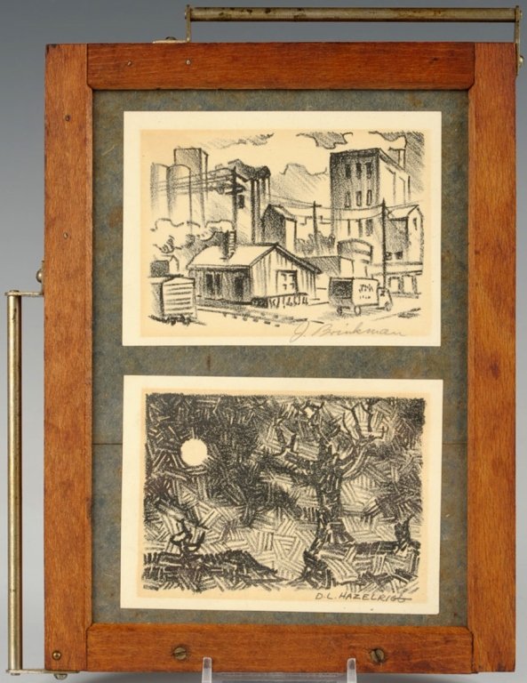 THREE AMERICAN PENCIL SIGNED PRINTS: To include an etching titled Mac Arthur's Birthplace pencil signed by J. Carl Handcock for James Carl Handcock (1898 - 1966). A small format print with closely croped margins. This piece has not been 