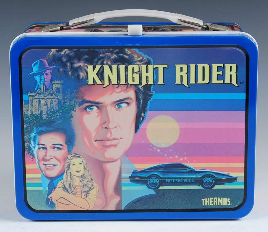 1983 KNIGHT RIDER LUNCH BOX: Includes matching plastic thermos.