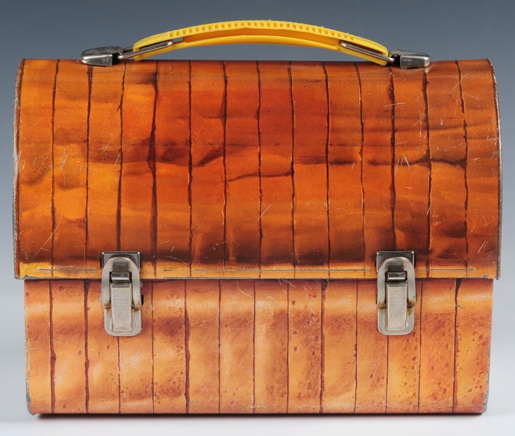 1968 CAMPBELLS SLICED BREAD DOMED LUNCH BOX: Includes original thermos(Campbell's Tomato Soup) that came with this style of lunch box and wire thermos holder.