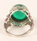 AN ART DECO CABOCHON EMERALD AND DIAMOND PLATINUM RING - 4