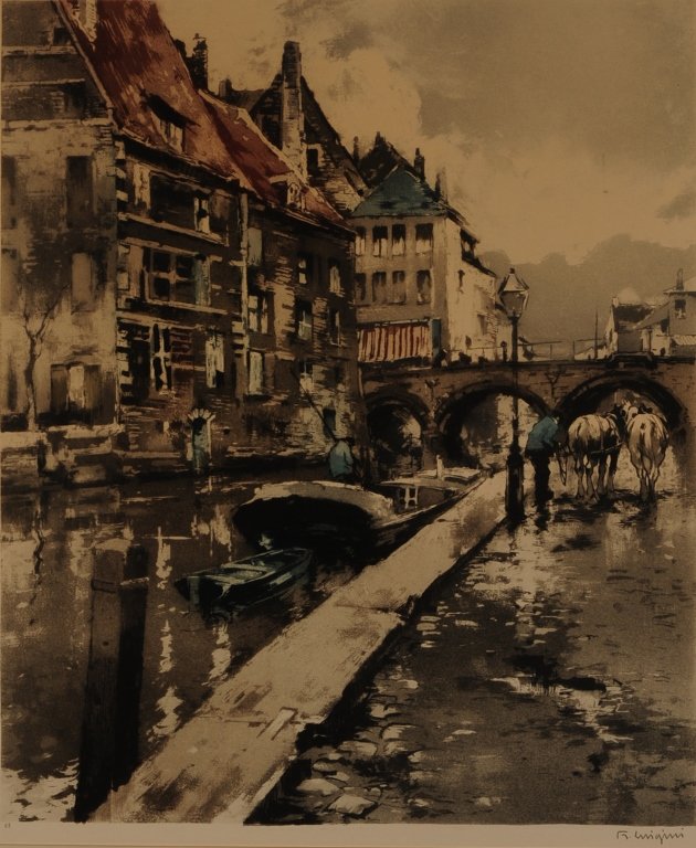 FERDINAND-JEAN LUIGINI (1870-1943) PENCIL SIGNED COLOR: Pencil signed lower right margin, blind stamp lower left. Sight size measures 21 x 17 inches with an overall framed measurement of 30.5 x 25.75 inches. ?We are happy to offer in-house shipping for all