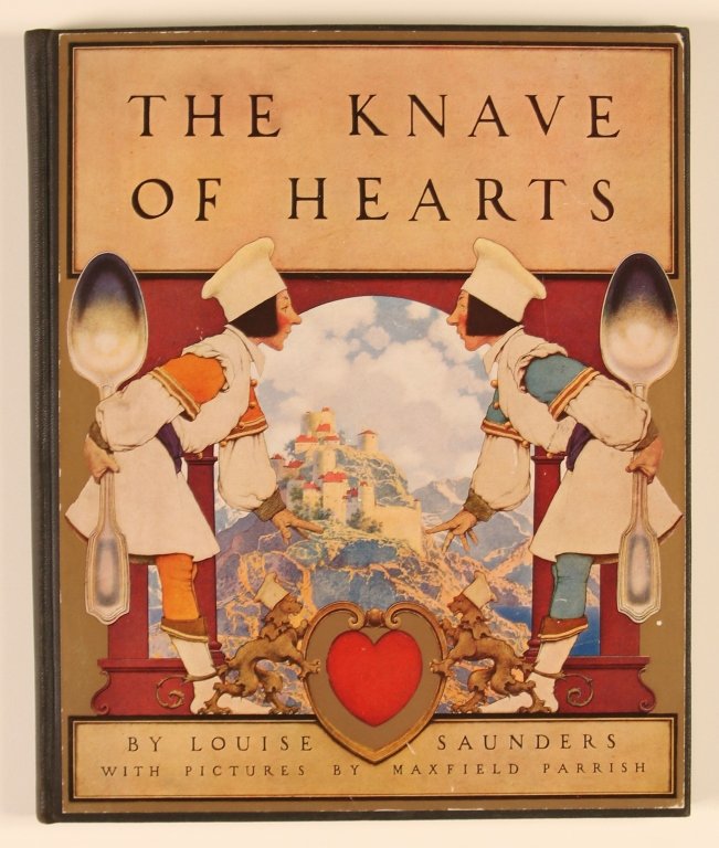 1925 'THE KNAVE OF HEARTS' ILLUS MAXFIELD PARRISH: Illustrations by Maxfield Parrish, 40 pages, measures 14 x 11.75 inches. We are happy to offer in-house shipping for all but very large or very fragile items. Some international orders may need to be