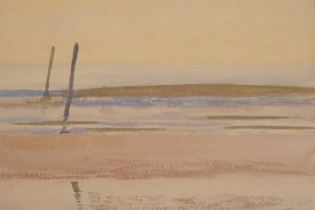 WATERCOLOR PAINTINGS ATTRIBUTED THOMAS ANSCHUTZ: Found in the collection of Kansas artist David Melby and attributed by him to the American painter Thomas P. Anschutz, born 1851- died 1912. One is dated 1892 in pencil, no signatures have been found.