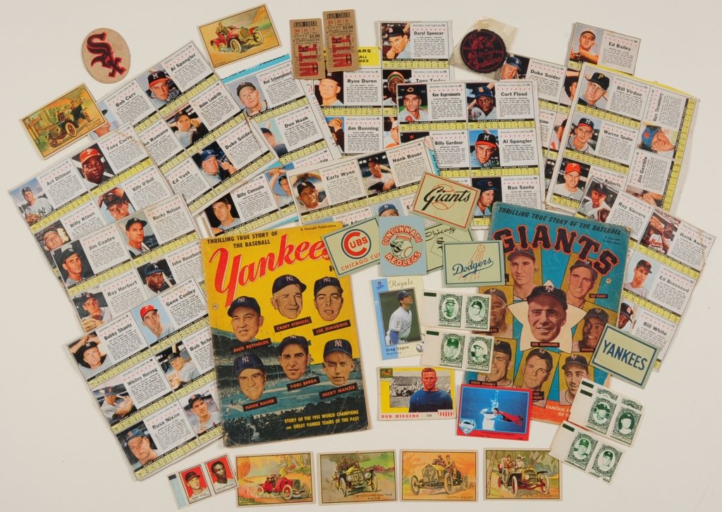1951 BOWMAN BASEBALL CARDS AND MORE: Bowman baseball cards 267 total; incomplete set of 75 Fleer 'Baseball's Greatest' Ted Williams cards, published 1959; various baseball themed arcade cards and post cards; plus other baseball related c
