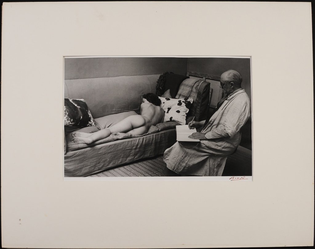 GYULA BRASSAI (1899-1984) 'MATISSE DRAWING' SILVER: Silver gelatin photograph print of Matisse drawing a nude, 1939, printed later before 1980, signed in ink on lower right margin, stamp verso and inscribed 'No. 52' in pencil, image measures 10.5 x 15.